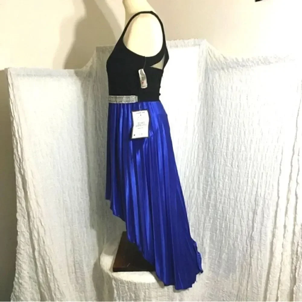Crystal Doll Black & Blue High Low Cocktail Dress Size 3